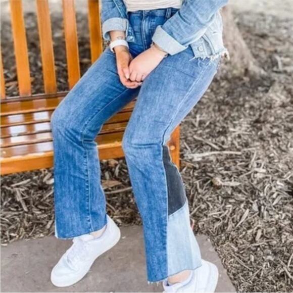Kut from the Kloth Kelsey High Rise Patchwork Flare Jeans- Size 6 - Picture 1 of 10